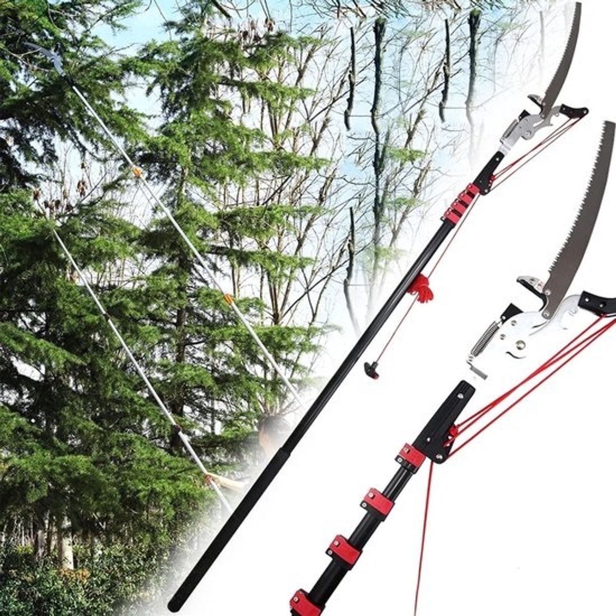 Telescopische Boomzaag - Snoei- en Takkenzaag - Takken Snoeien - Uitschuifbare Steel - Tot 6m - Zilver