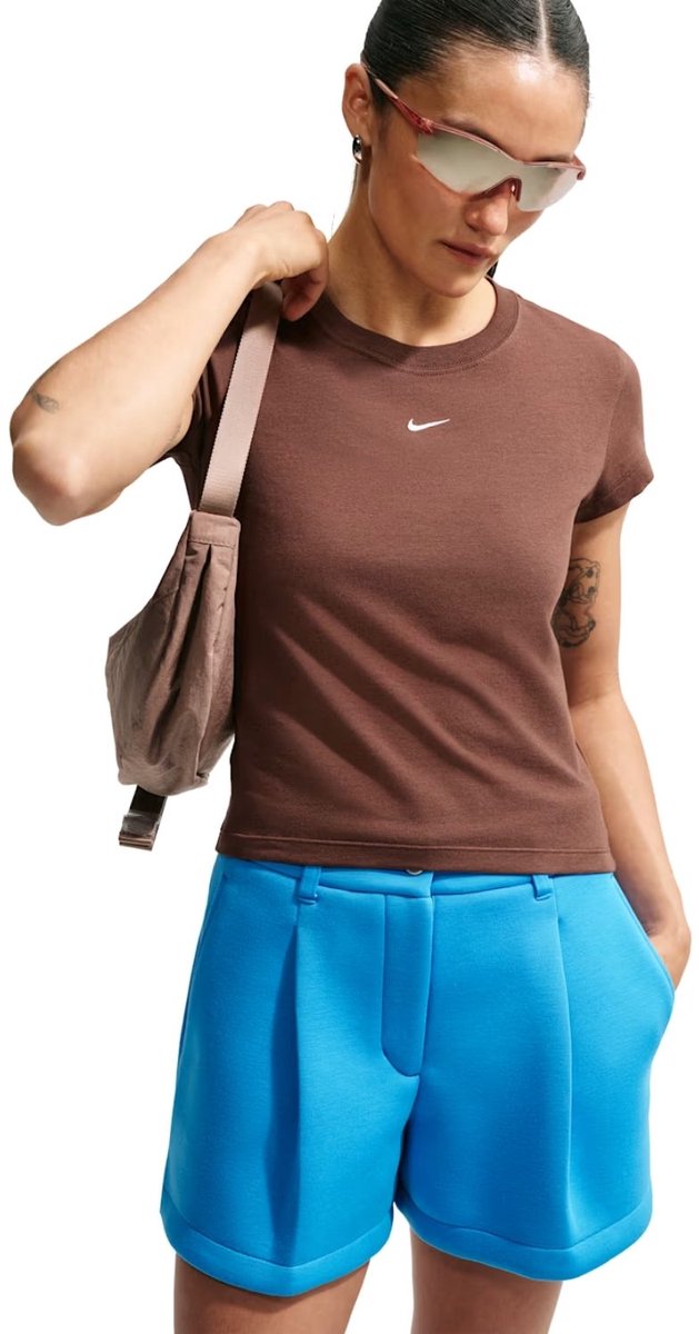 Nike Sportswear Chill Knit Casual T-shirt dames Bruin M/38