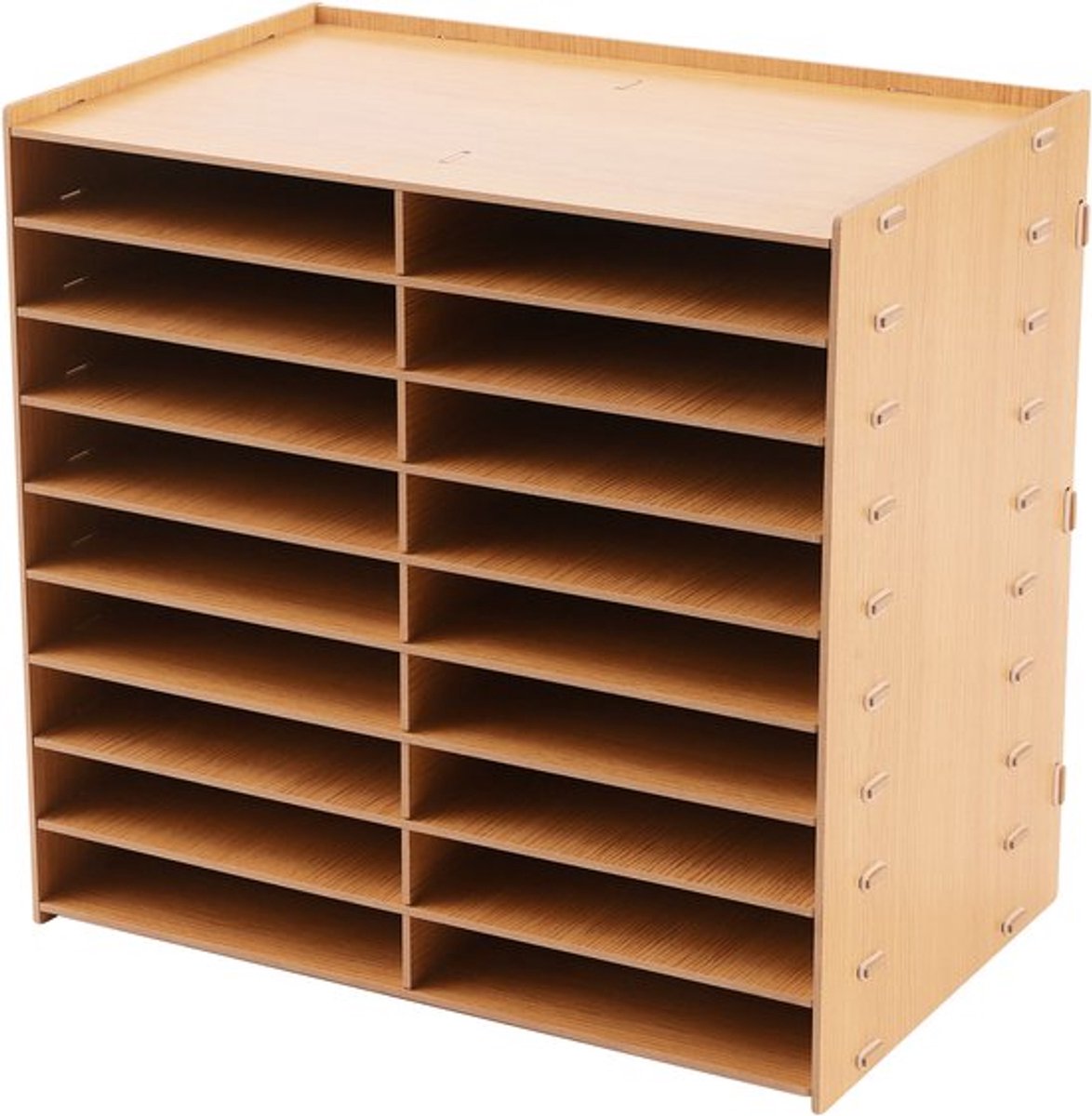 Tijdschrift Opbergrek 18 Vakken - Verticale Indeling - 58x39x12 cm - 9,45 kg - Voor Klaslokaal En Bureau