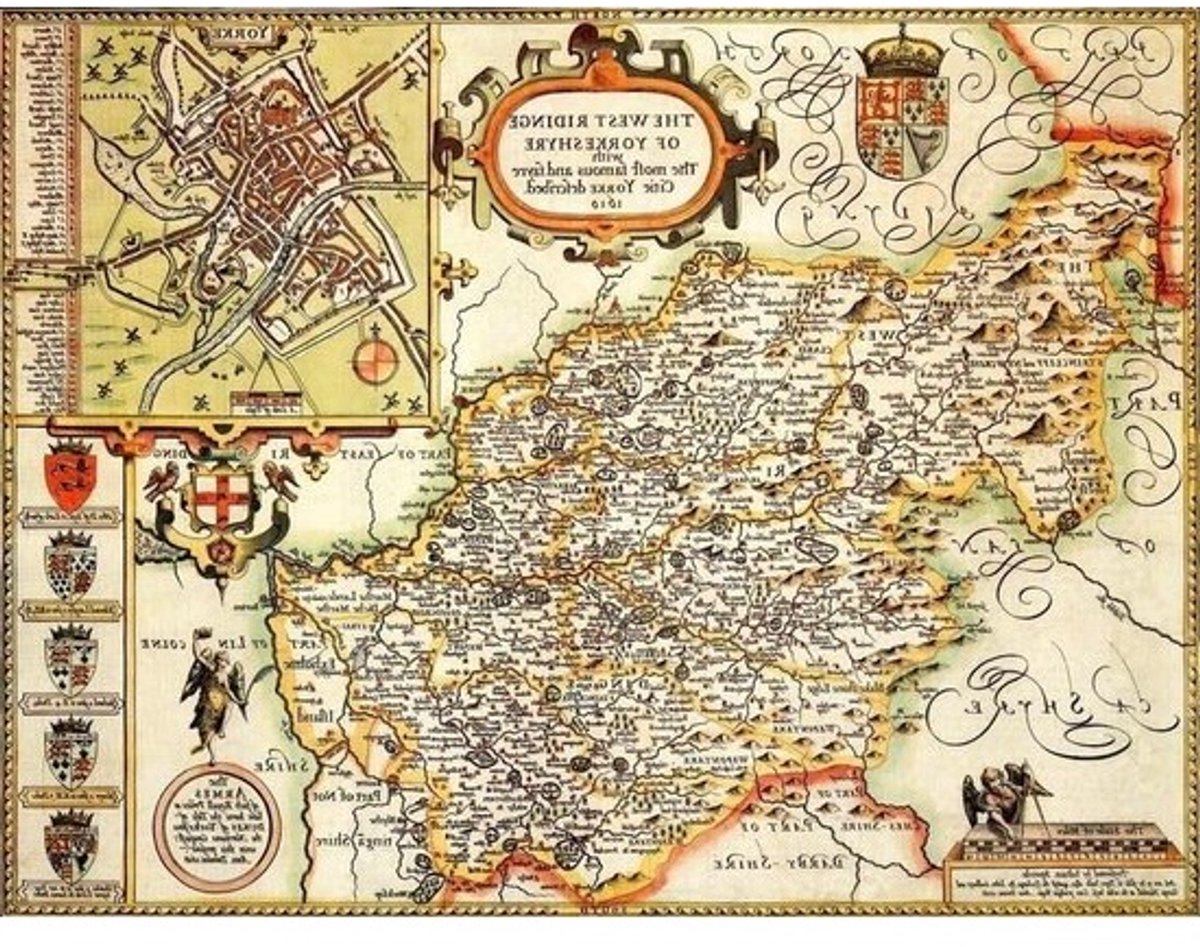 Historische Kaart Puzzel - Regionale Puzzel Jigsaw - Ontspanning Thuis - Gedetailleerde West Yorkshire - 66 x 50 cm - Multicolor