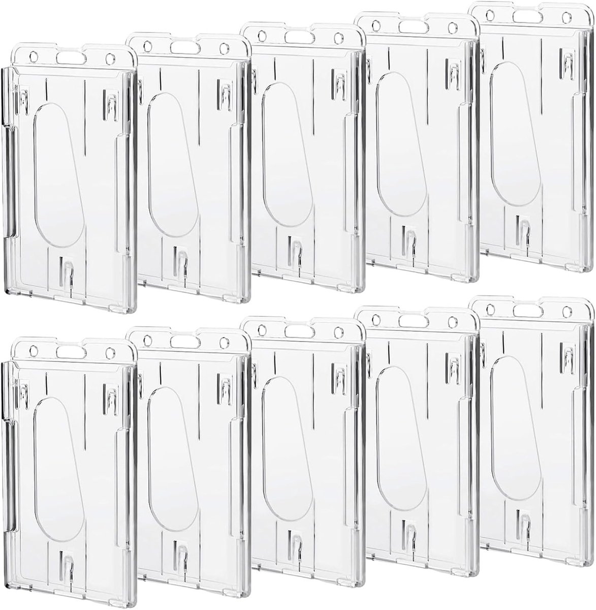 Set van 10 Transparante Duurzame ID Kaarthouders, Bescherming voor Kaarten, 5.8 x 9 cm, Ideaal voor Kantoor en School, Verticale Kaartbescherming