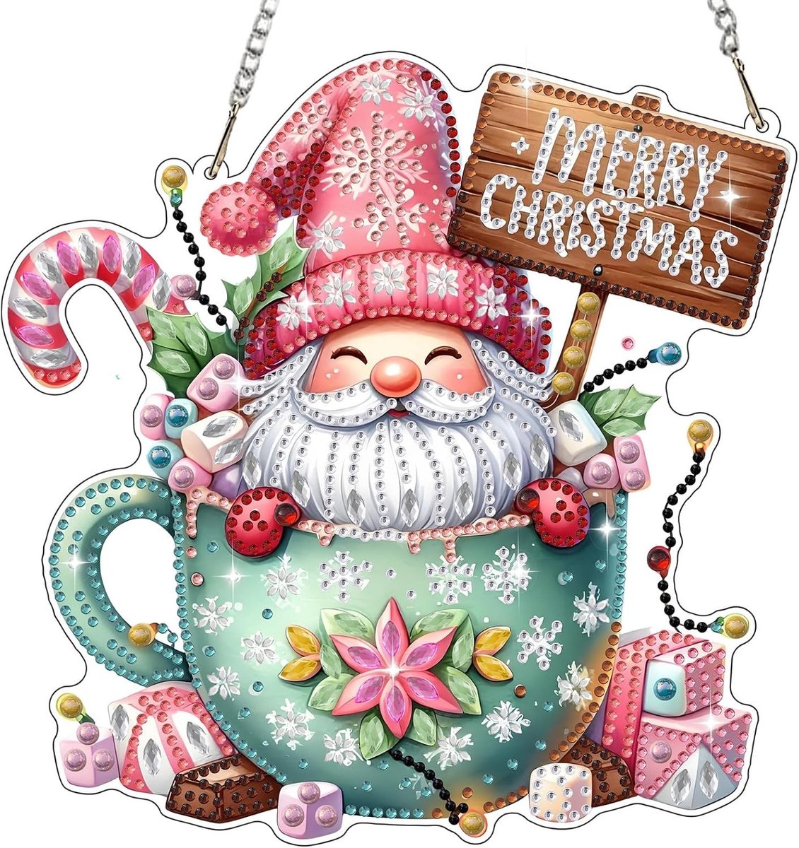 Kerstdecoratie met Diamant Schilderen: Gnoom Hang Ornamenten en Kits voor Volwassenen en Kinderen, Creatieve Ambachtelijke Cadeaus met Edelstenen