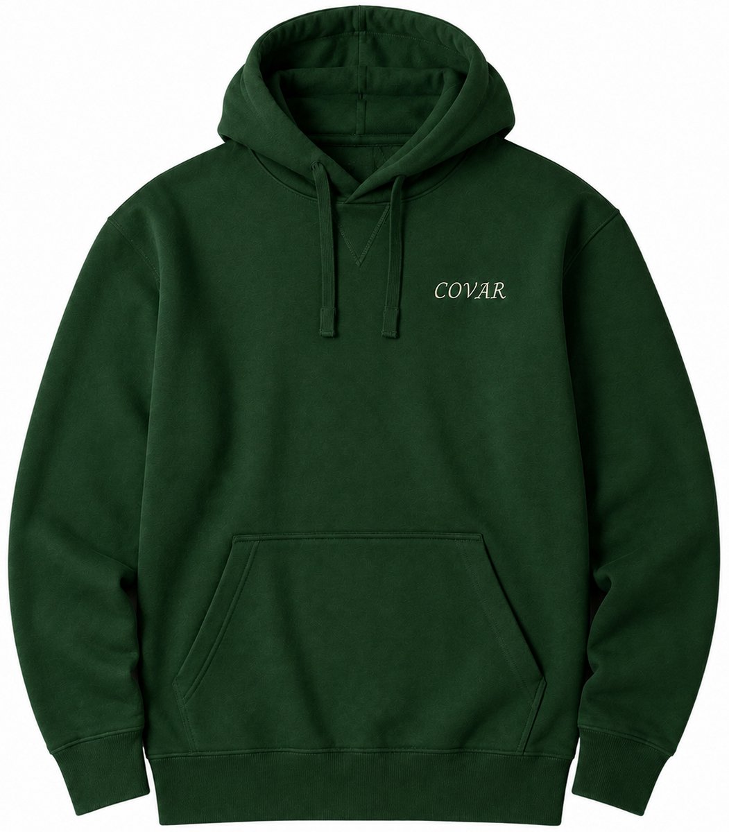Heren Hoodie - Heren Trui met Capuchon - Groen - Katoen - COVAR Print - Regular Fit - XXL