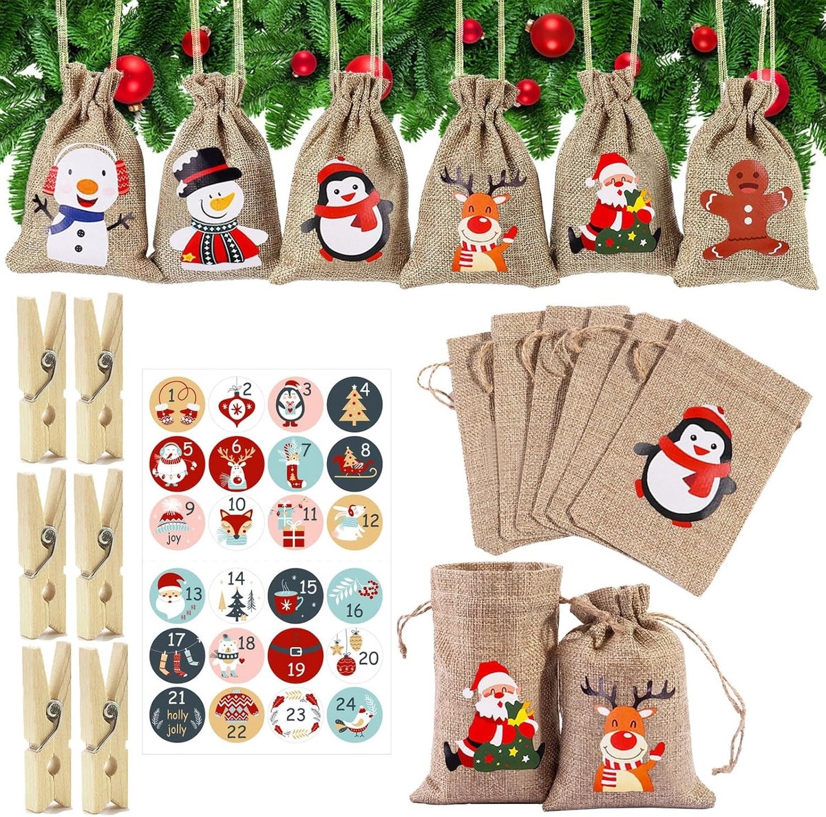 Jute zakken met trekkoord, perfect voor het opbergen van kleine voorwerpen en accessoires.