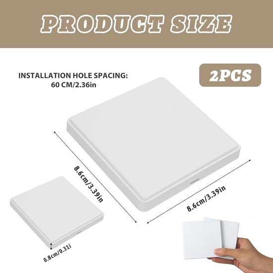 Blinde Dekplaat voor Wandcontactdozen - Set van 2 - 8,7 x 8,7 cm - Vierkante Afdekking voor Ongebruikte Contactdozen en Schakelaars, Ideaal voor Veiligheid en Esthetiek — afbeelding 5