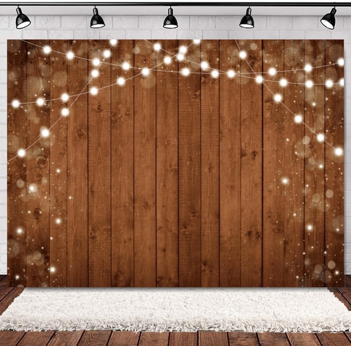 Houten Achtergrond 2.1x1.5m - Retro Bruin met Lichtkoord
