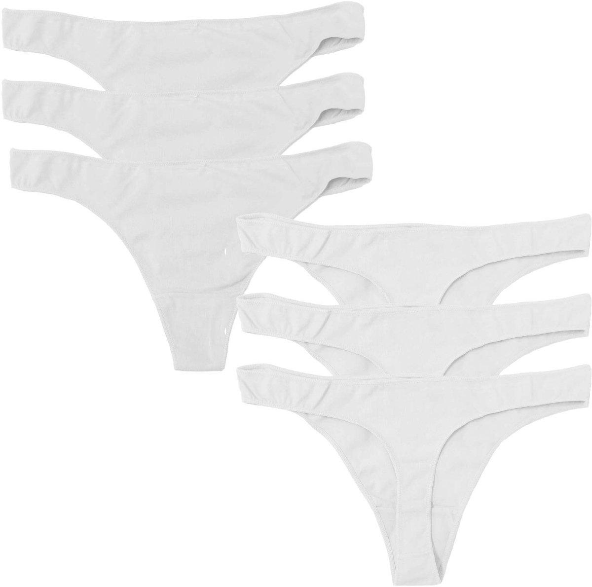 Thong Ondergoed Dames - Set van 6 Basis Thongs - Wit