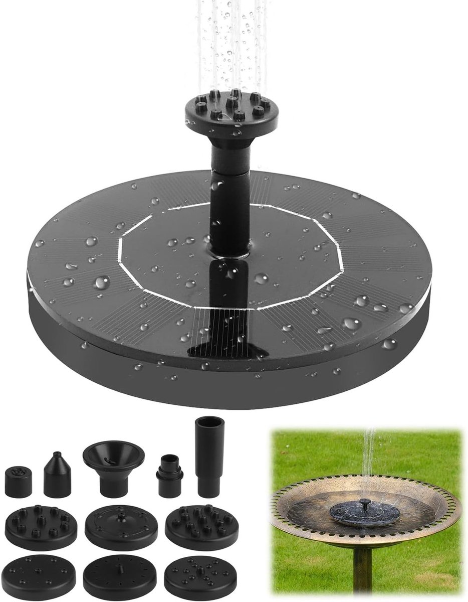 Drijvende Zonnefontein met 6 Nozzles voor Tuinvijver - Duurzame Waterdecoratie en Buitenactiviteiten zonder Batterij