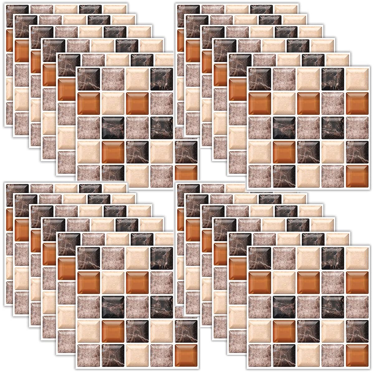 36PCS Tegel Stickers - Mosaïek - Grijs en Koffiekleur