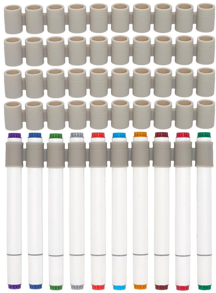 Marker Organizers - 5 Stuks Grijze Siliconen In elkaar grijpende Strip