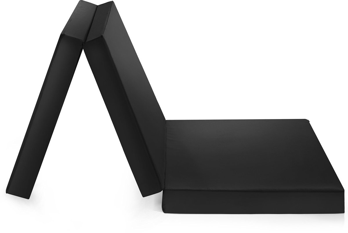 Vouwmatras voor gasten - 3-delig 190 x 60 cm zwart
