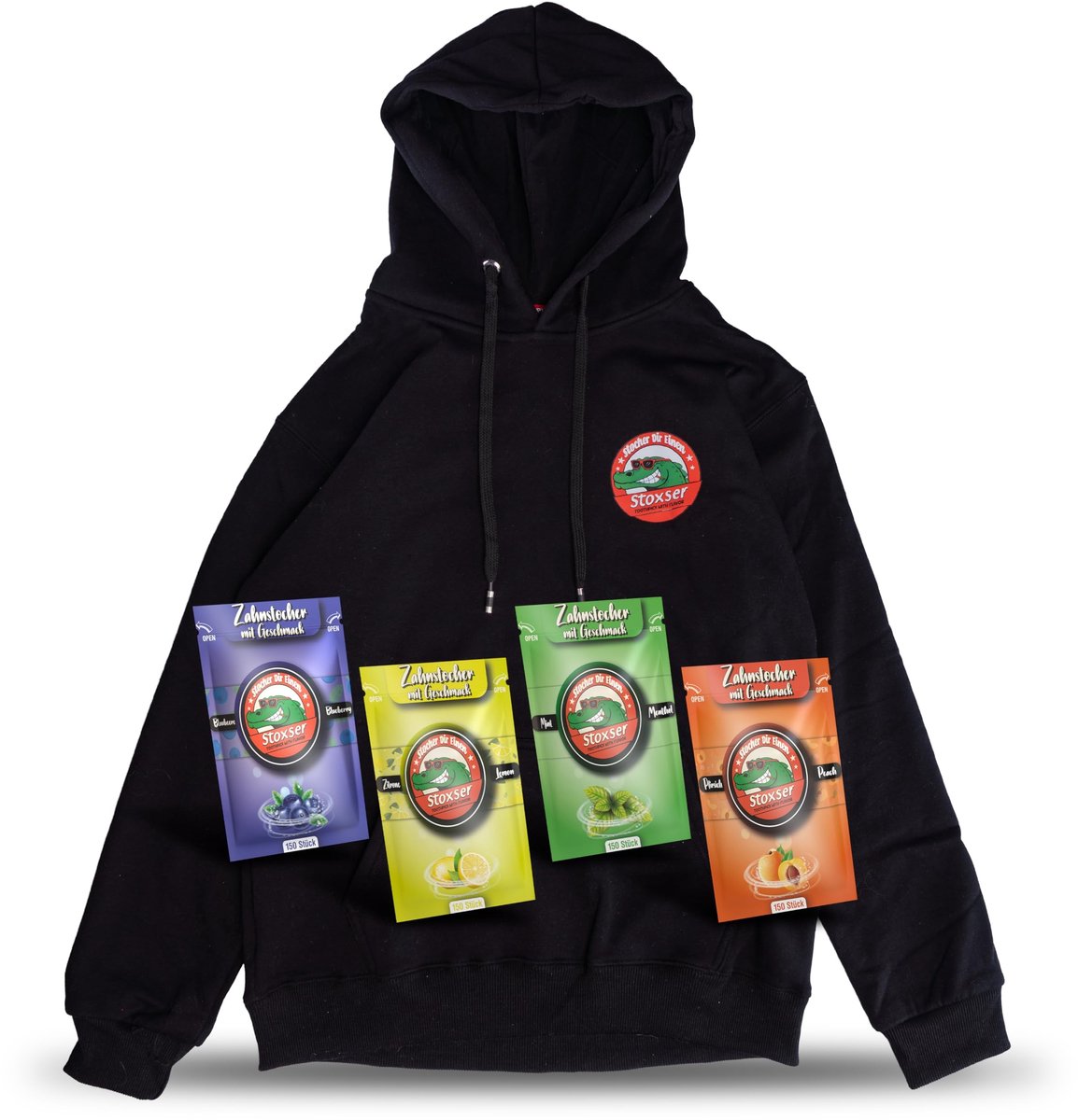 Hoodie met 600 smaakvolle tandenstokers - Zwart