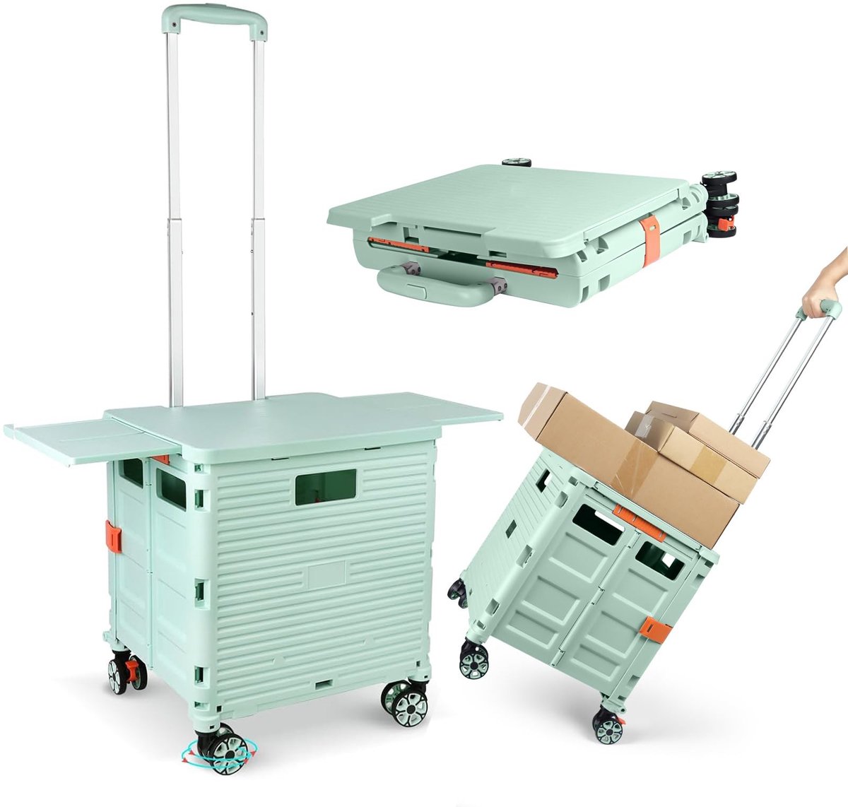 Vouwbare Winkelwagen - Op Wielen - Groen - Tot 55 kg