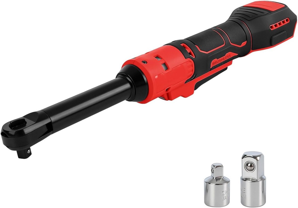 Verbeterde 3/8 Inch Borstelloze Ratelsleutel met LED Verlichting, 80 Nm Koppel, 320 RPM en Variabele Snelheid voor Professioneel Gebruik