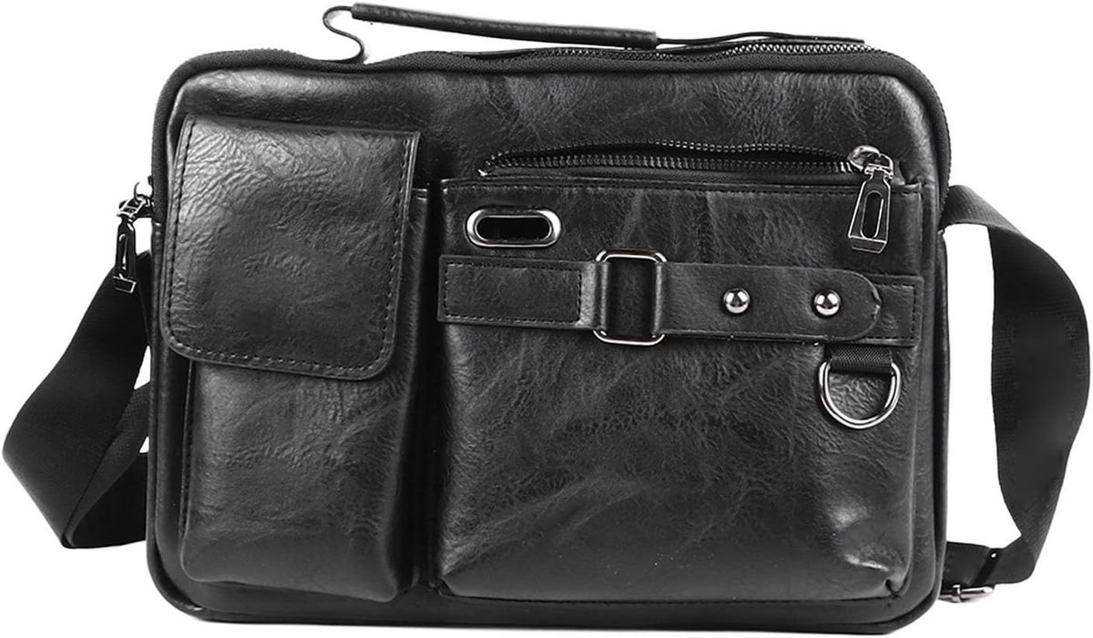Uitbreidbare retro messenger tas van PU-leer met verstelbare schouderriem voor zakelijke laptop en reiskantoor, grote capaciteit