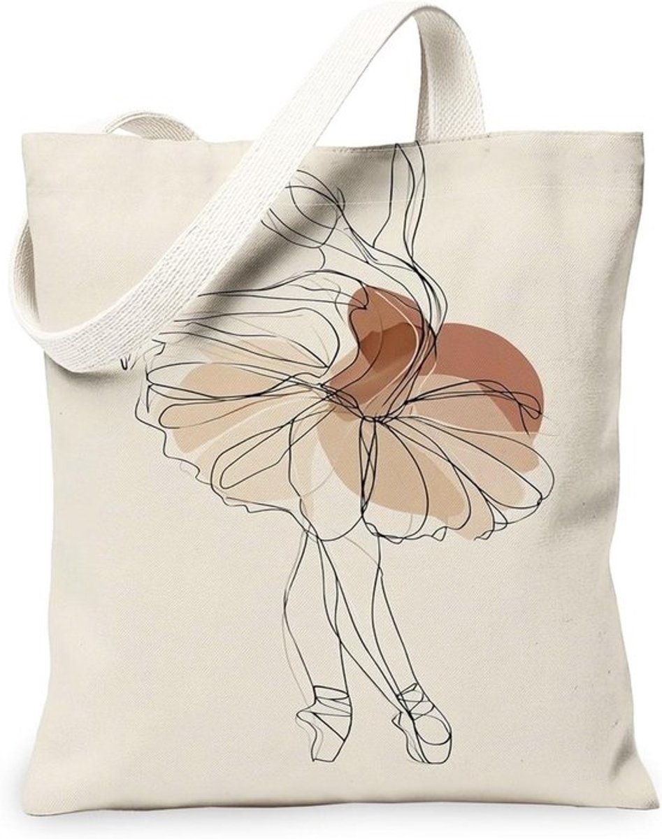 Ballet Danser Canvas Tas - Herbruikbare Boodschappentas - Winkelen en Reizen - Artistieke Lijn Tekening - Lichtgewicht - Niet gespecificeerd