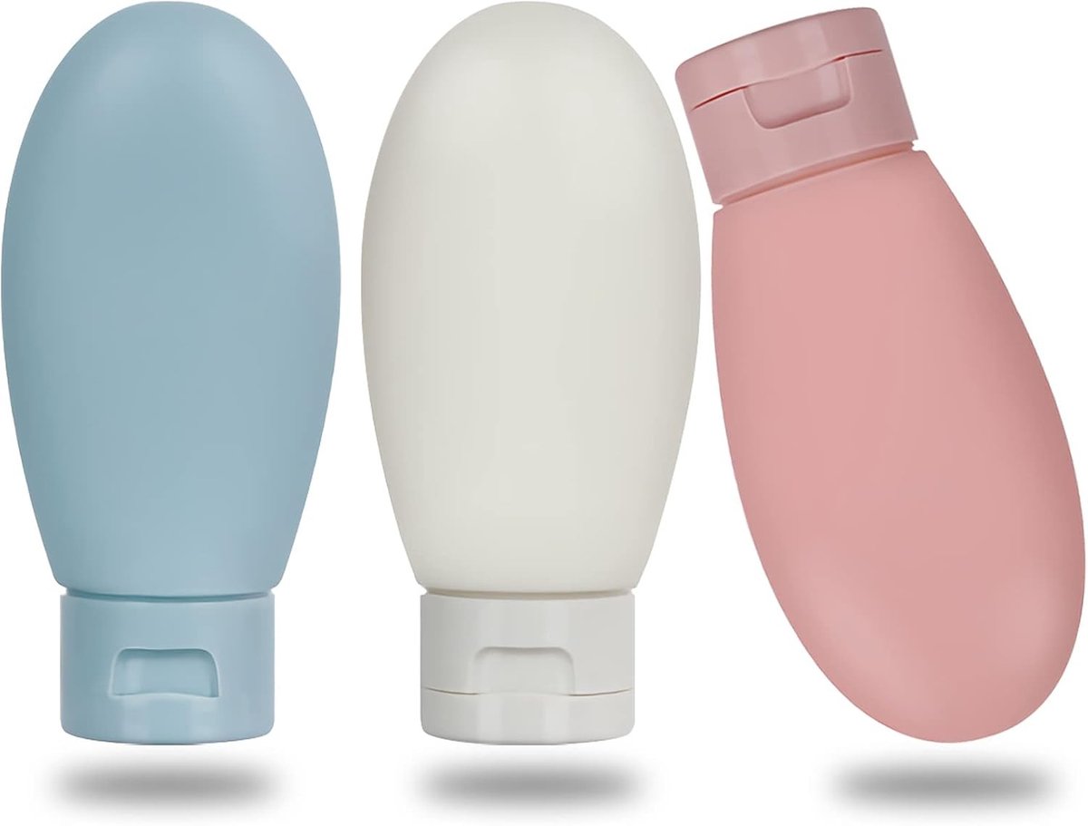 Set van 3 Reisflessen van 60 ml - Lekvrije Plastic Flessen voor Toilettas, Shampoo en Conditioner, Ideaal voor Reizen