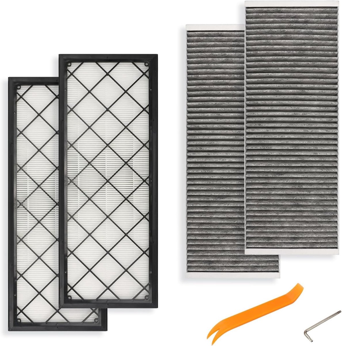 HEPA Actieve Koolstof Luchtfilter voor Tesla Model Y (2020-2026) met 95% PM2.5 Efficiëntie, Vervangingsfilter voor Airconditioning, 5-Lagen Filtratie, Set van 4 Filters