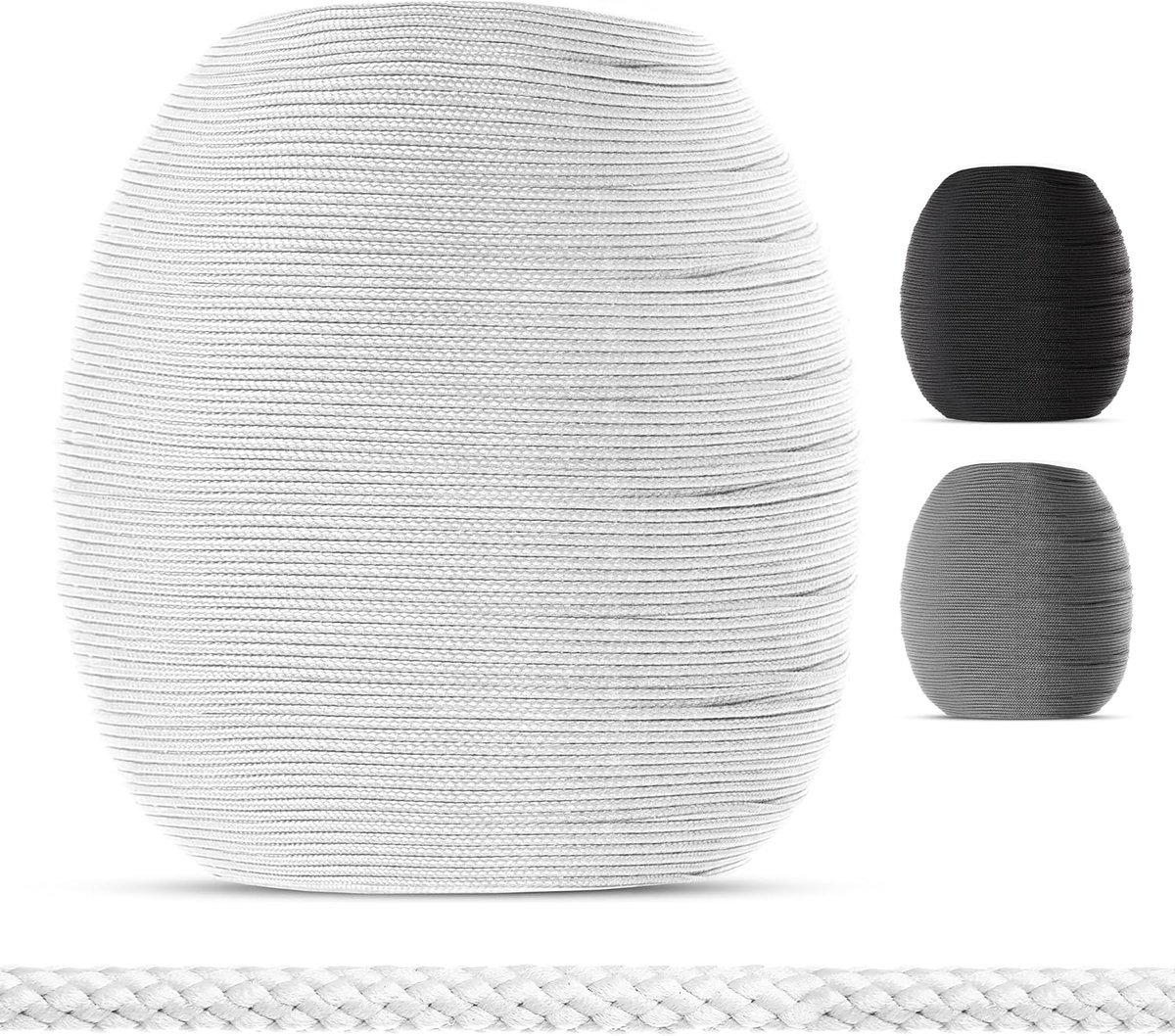 Trekkoord voor jaloezieën - Polyester - Rond gevlochten - Diameter 1,4 mm - Lengte 10 meter - Wit
