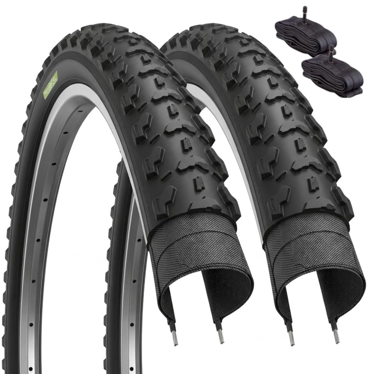 MTB banden 26 x 1.95 + 2 luchtkamers - zwart
