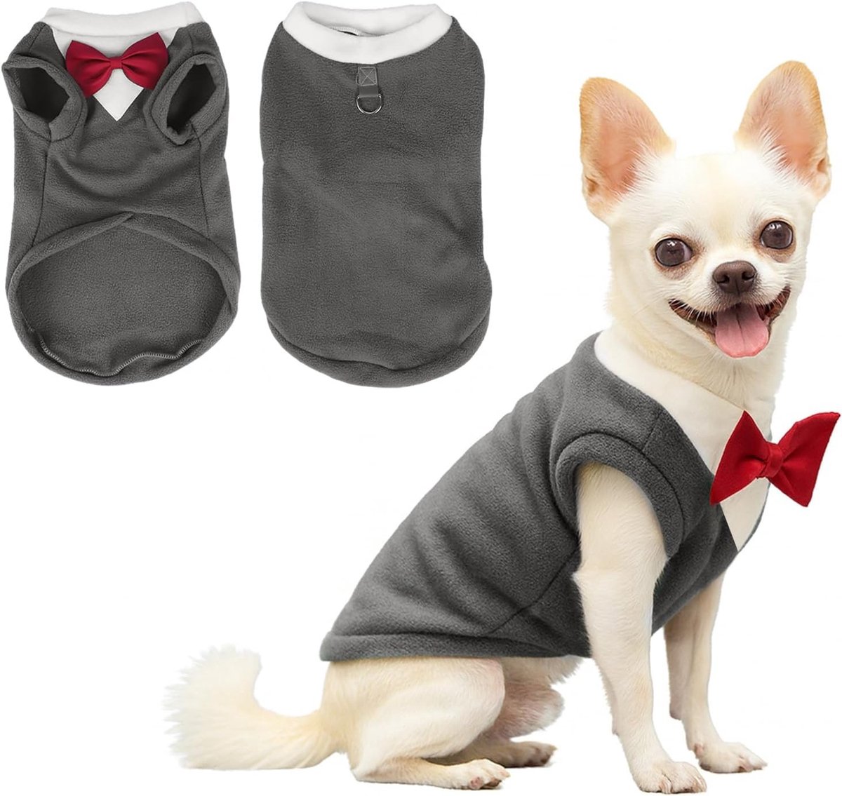 Hondentrui met Strik voor de Winter - Warme Fleece Kostuums voor Kleine en Middelgrote Honden, Perfect voor Kerst en Feestdagen, Geschikt voor Chihuahua, Schnauzer en Shih Tzu