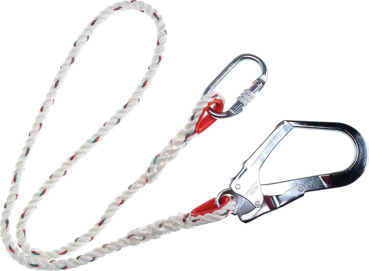Punched fastening rope - 150 cm met grote karabijnhaak