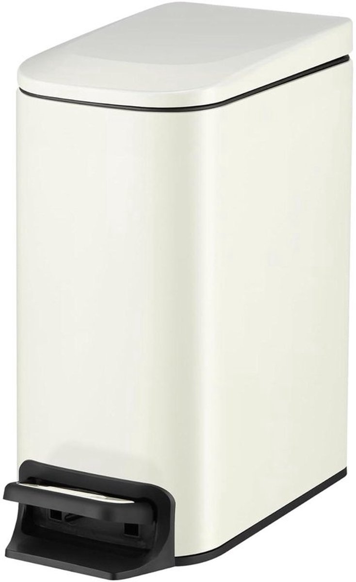 Badkamer Vuilnisbak - Afvalbak Deksel - Hygiënisch Afval Beheren - Softclose Deksel - 6 Liter - Crème