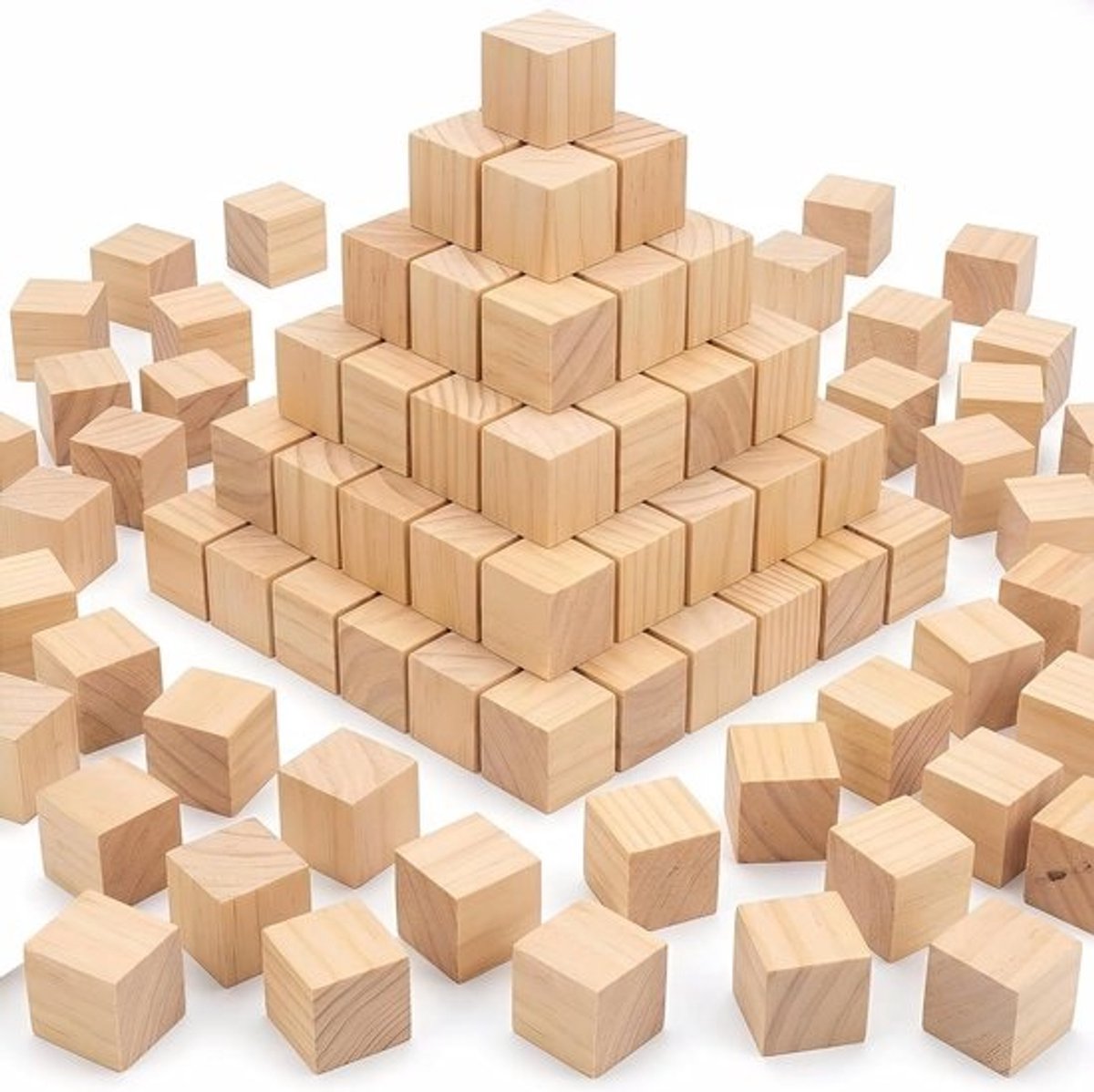 Houten Dobbelstenen - Houten Kubussen - Knutselen en Leren - Onbehandeld Natuurlijk Hout - 2 cm - Niet van toepassing