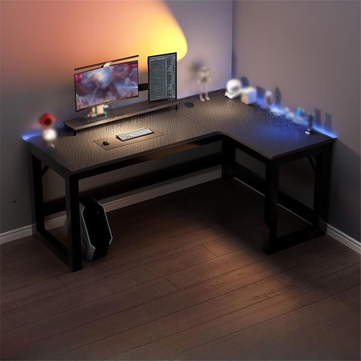 L-vormige computertafel - Koolstofvezel afwerking - 120 x 100 cm