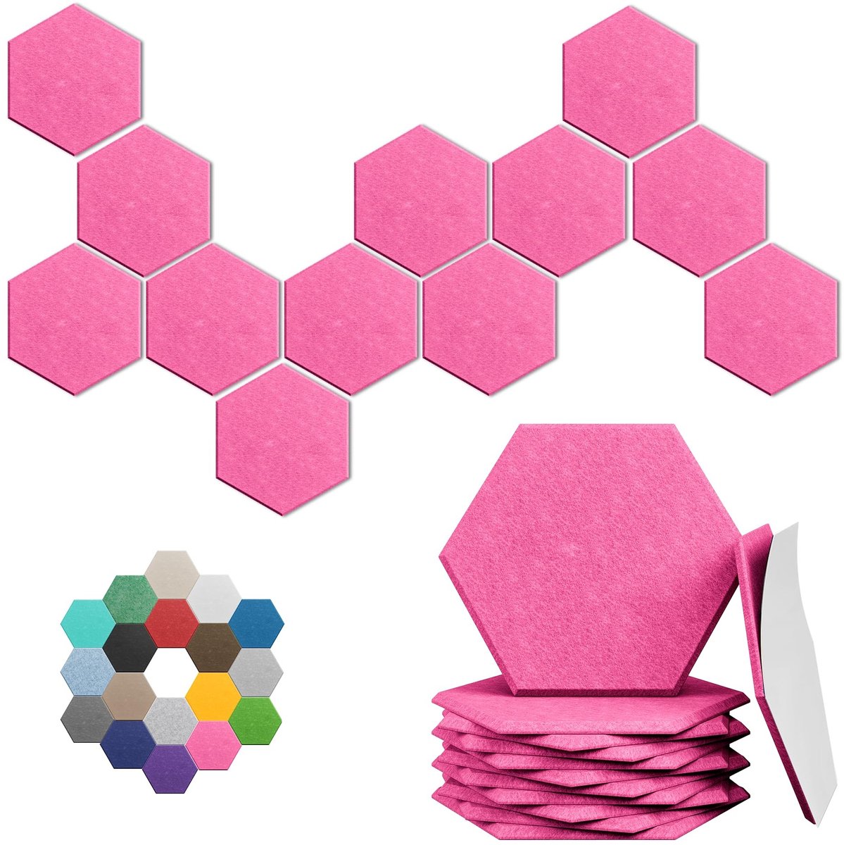 Set van 18 Hexagonale Akoestische Panelen - Geluidsabsorberend voor Kamers en Kantoor