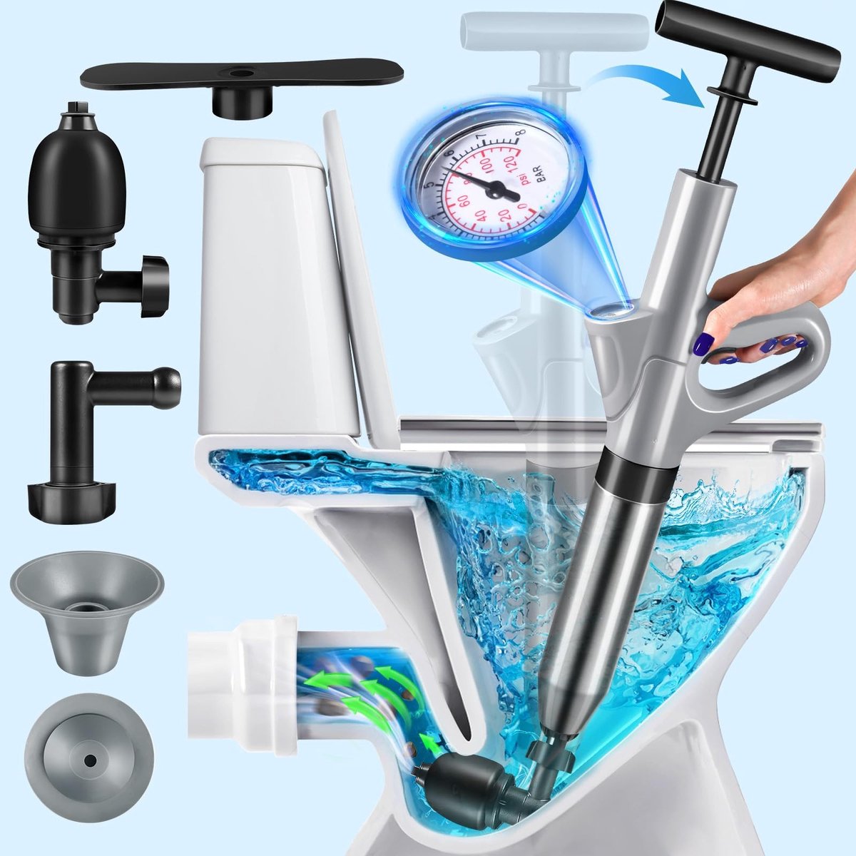 Toiletontstopper - Hoge Druk - Met Barometer