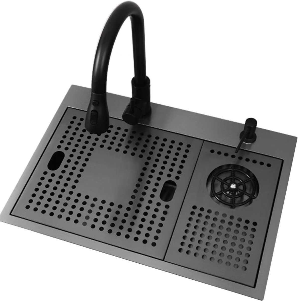 Drop-in Gootsteen - Enkele Kom Zwart 55x30cm
