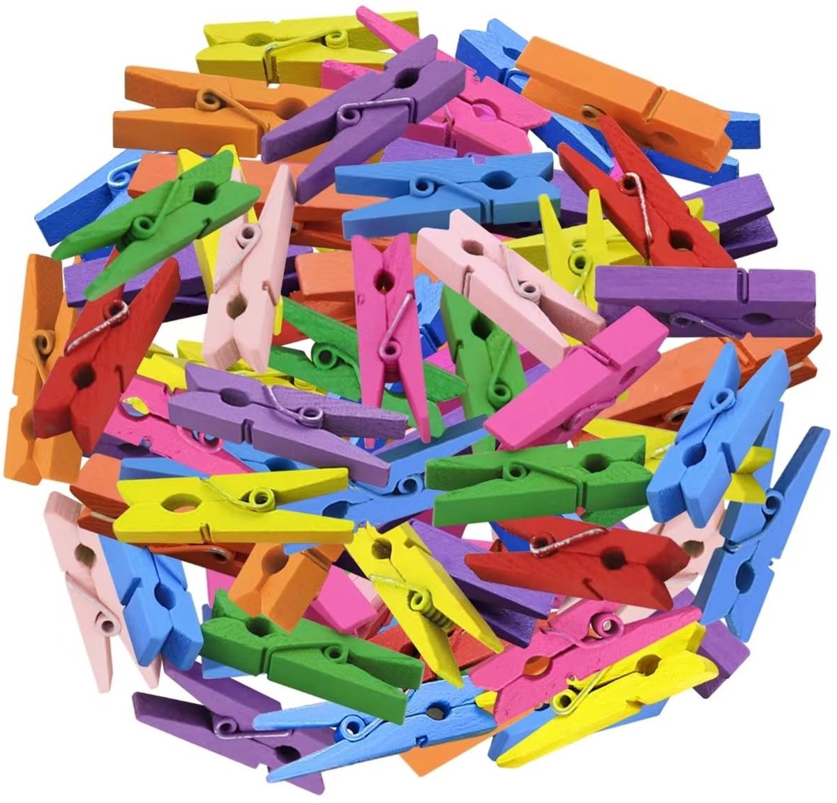 Kleurige Houten Wasknijpers - 100 Stuks Mix Kleur