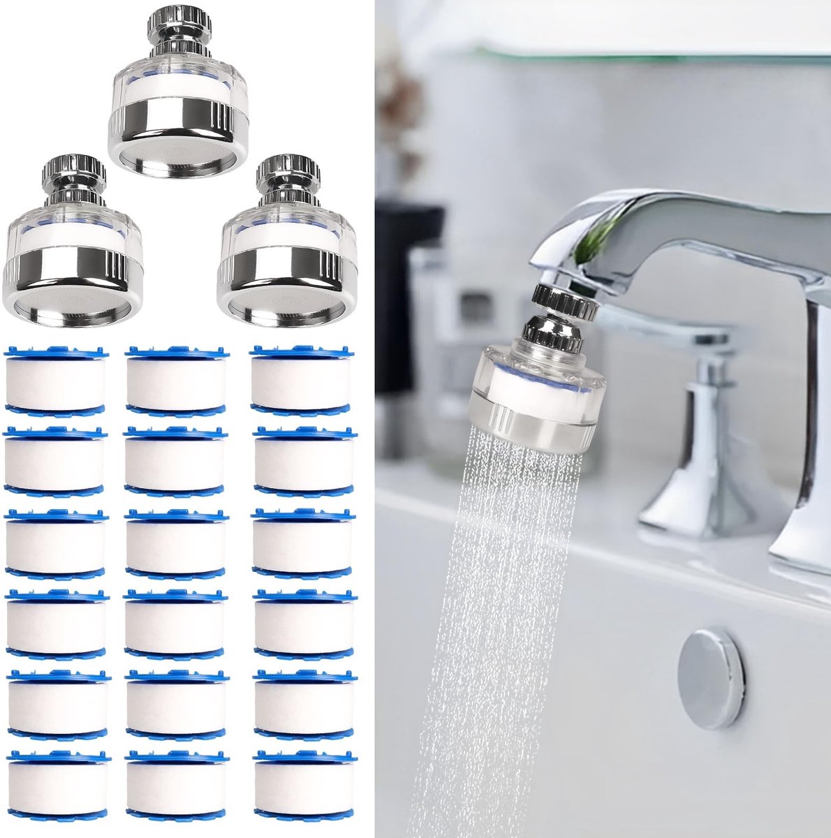 Waterfilter Set voor Kraan met 360° Rotatie - Verwijdert Fluoride