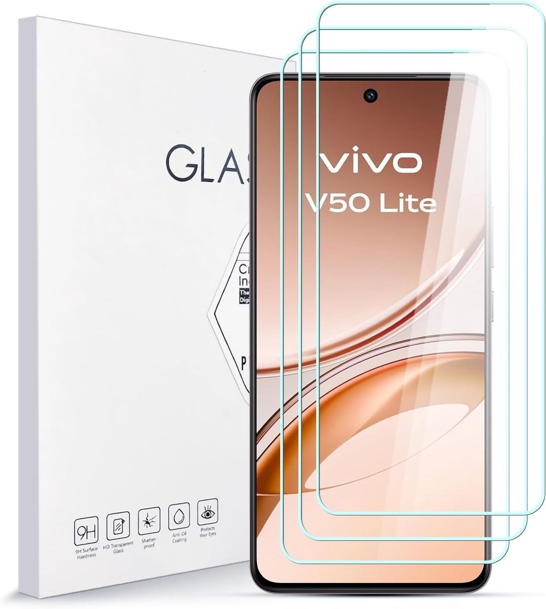 Hoogwaardige Tempered Glass Screen Protector voor V50 Lite - 3 Pack, 9H Hardheid, Hoge Resolutie, Bubble-vrij Installatie, Schermbeveiliging
