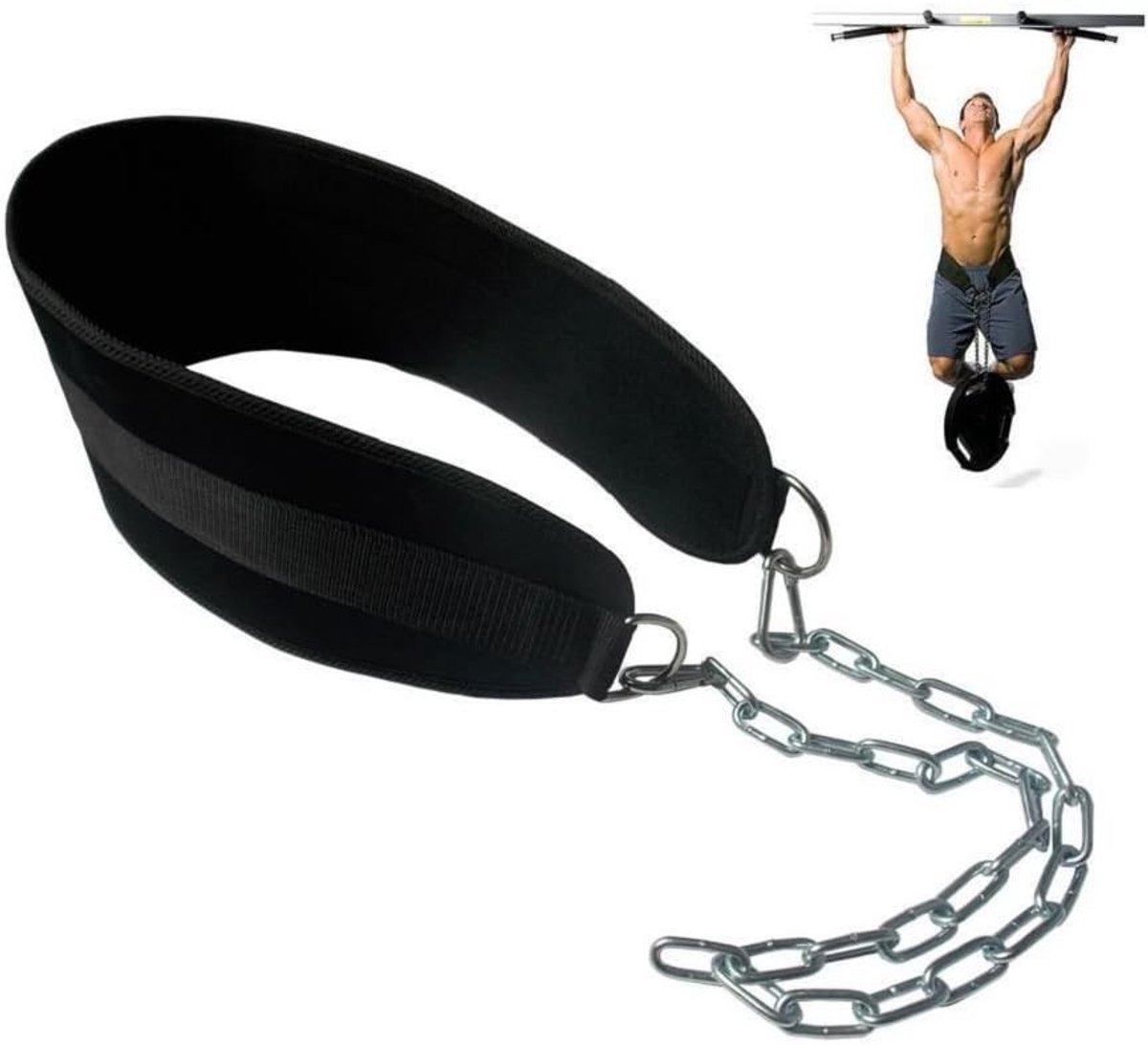 Verstelbare Dip Belt met Ketting en Dubbele D-Ring voor Gewichtheffen, Rugondersteuning en Thuis Fitness Accessoires