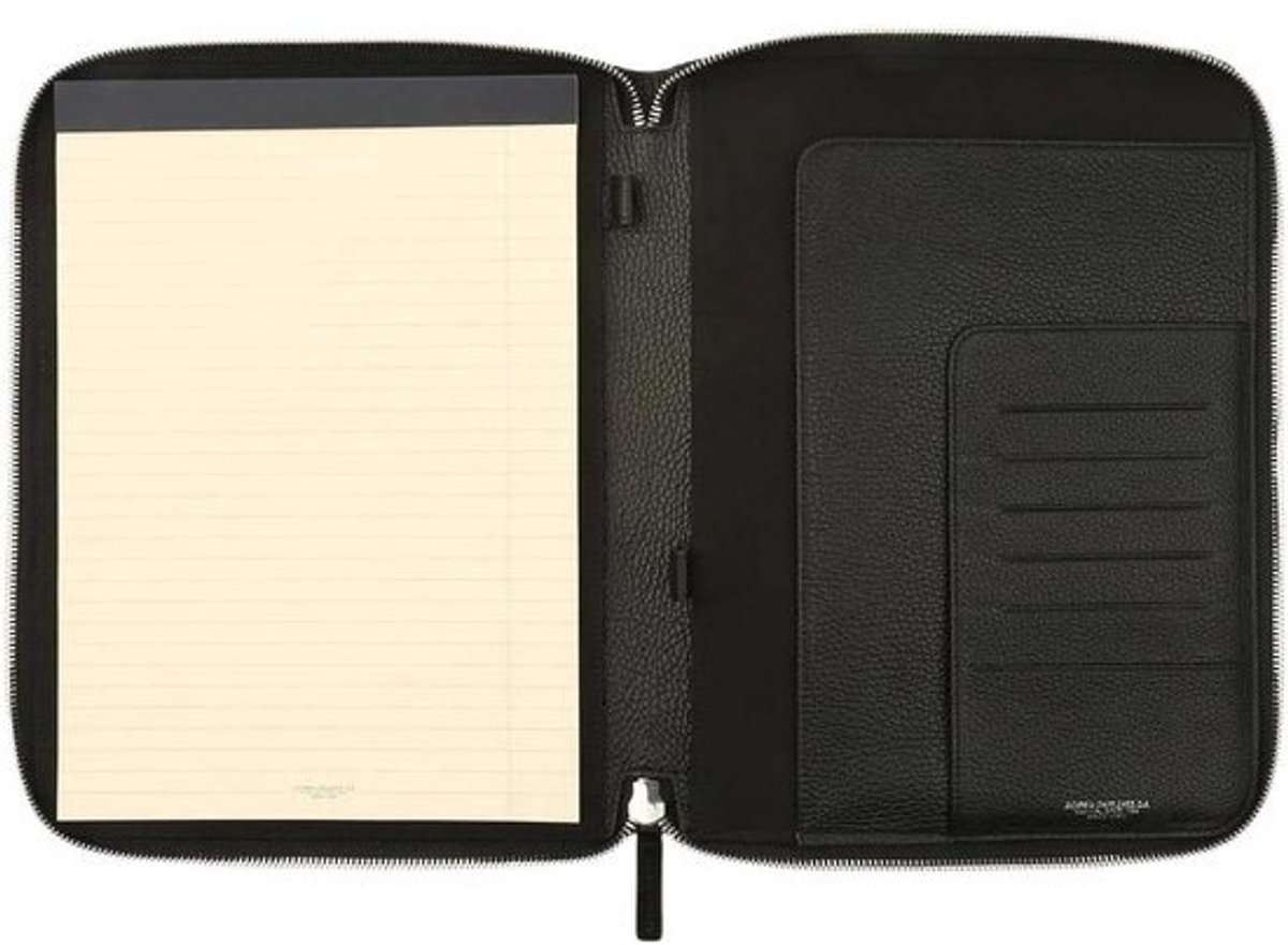 Schrijfmap A4 - Documentenmap Houder - Professioneel Gebruik - Gehamerd Kalfsleer - 32 x 24.89 x 2.54 cm - Zwart