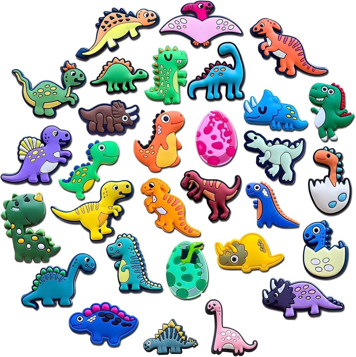 Set van 30 Dinosaurusschoenen, Decoratieve Schoenaccessoires, Cartoonstijl, Unieke Schoenversiering, Verjaardagscadeaus voor Jongens en Meisjes