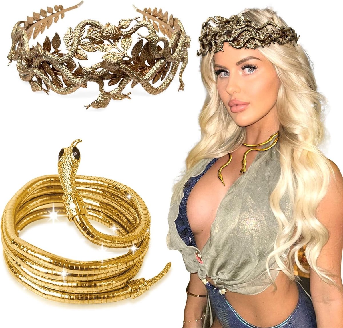 Jellyfish Hoofdband met Slangenkroon voor Vrouwen - Perfect voor Feestkostuums en Cosplay