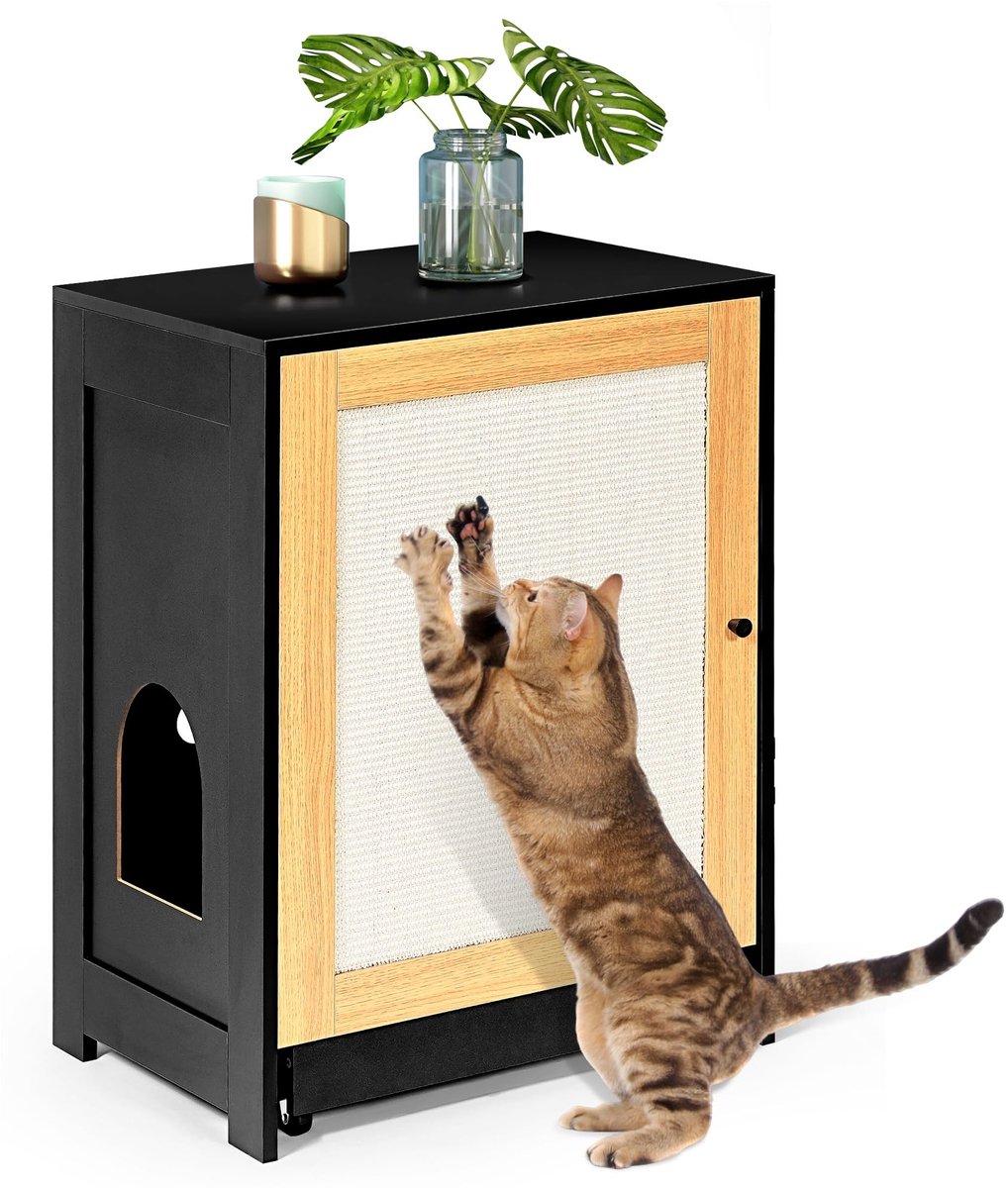 Kattenbakbehuizing met Uittrekbare Lade – Zwart Hout