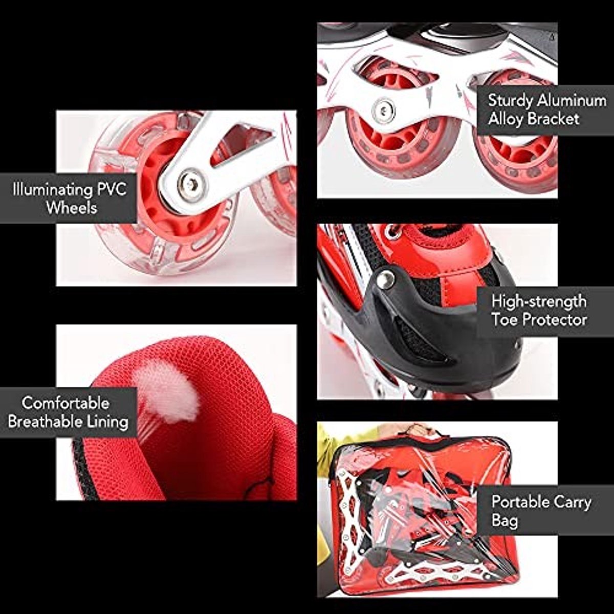 Inline Skates voor Kinderen en Volwassenen - Verstelbaar met Luminous Wielen - Maat 27-41 - Roze