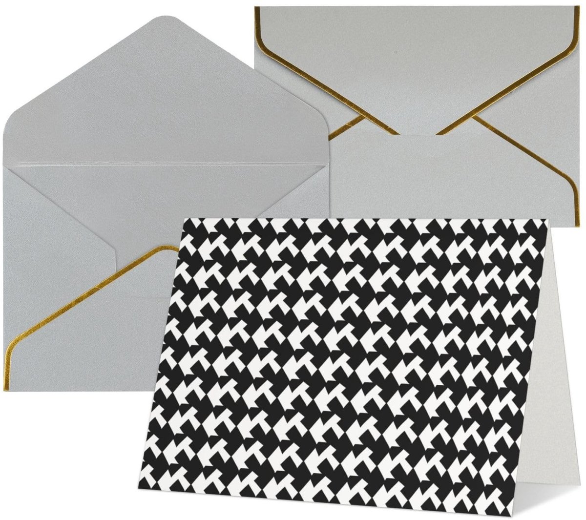 Verjaardagskaarten met Enveloppen - Houndstooth Zwart - Blanco