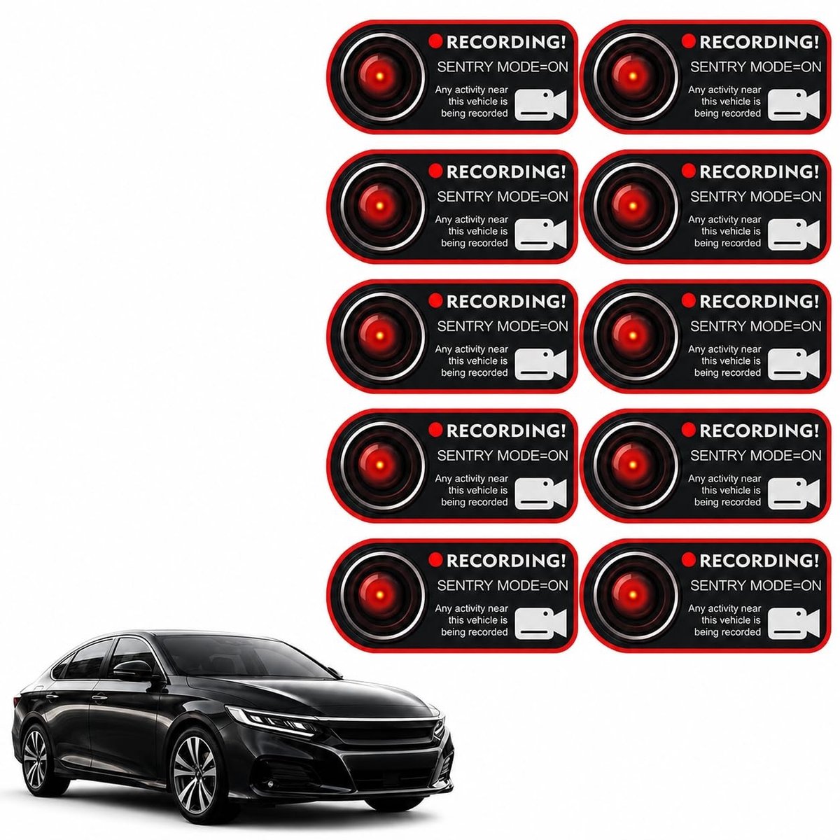 Dashcam Stickers Pack van 10 - Duidelijke Camera Signalering