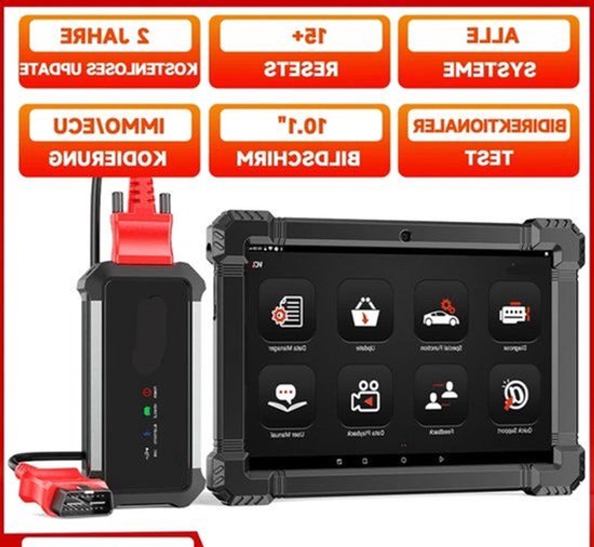 OBD2 Scanner – Auto Diagnose Tool – Foutcode Lezer – Systeemtester – Bluetooth – 10,1 Inch Touchscreen – Meertalige Interface