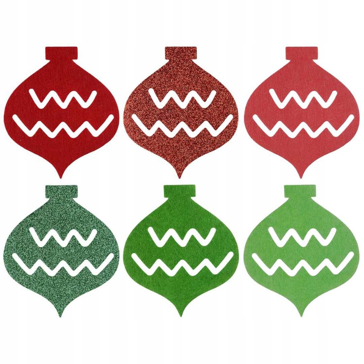 Filten Kerstballen Decoratie Rood Groen x6