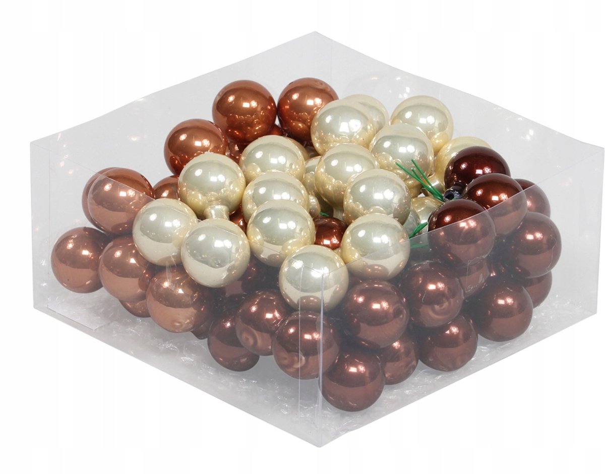Glazen Kerstballen 3cm - 72 stuks - Bruin, Crème, Toffee