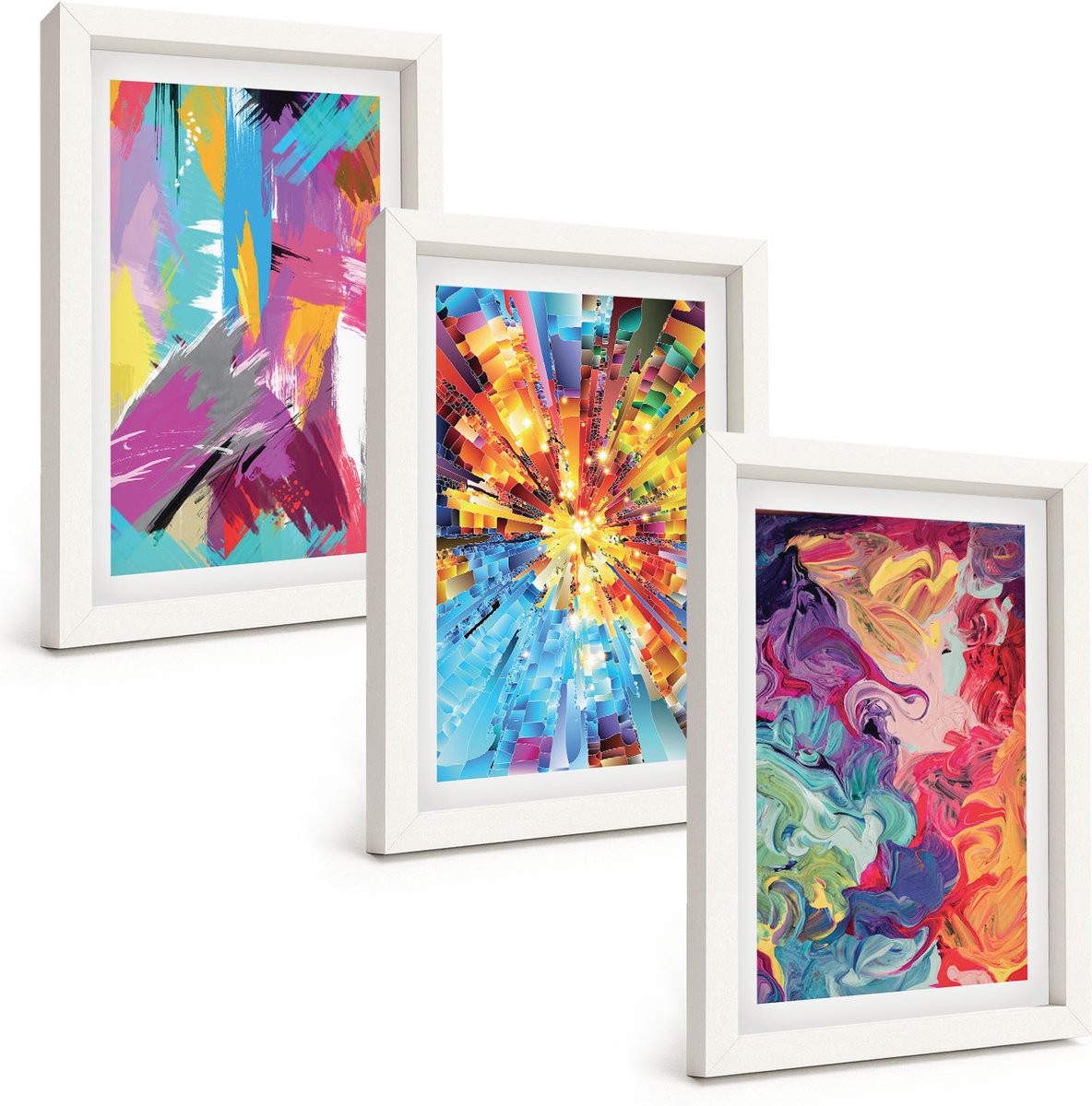 Tulup 3-Delige Schilderij Set - Kleurrijke abstracte schilderijen met dynamische patronen - 20x30 - Decoratieve Schilderijen - Woonkamer - Interieur - Interieur Decoratie