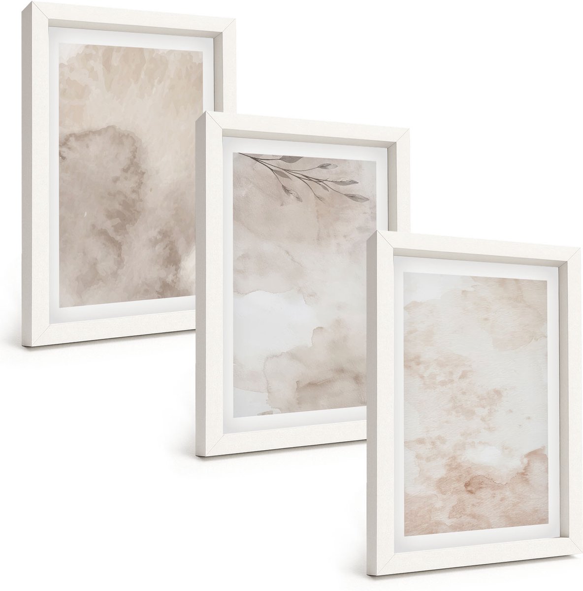 Tulup 3-Delige Schilderij Set - Textuur van gemorste aquarelverf in boho-stijl - 20x30 - Moderne Wanddecoratie - Woonkamer