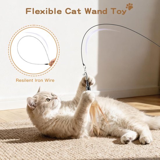 Kattenhengel - Bruin - 34,5 inch - Opwindend Speelgoed - Voor Katten — afbeelding 2