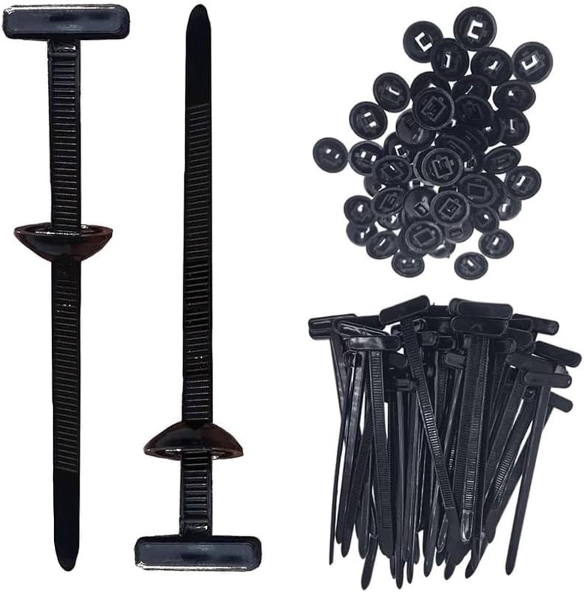 100 stuks universele push-mount kabelbinders, kabelbindergesp, T-vorm, bevestigingsclip, nylon gesp voor autohouder - ShopVlot